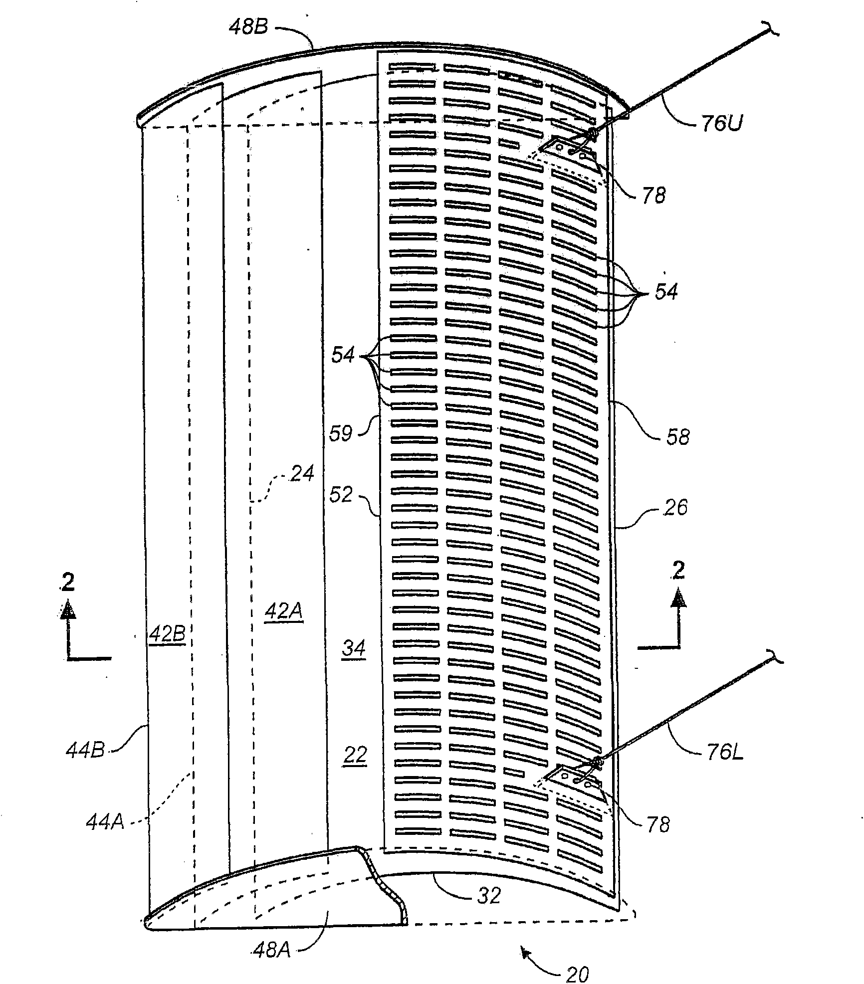 Perforated slat trawl door