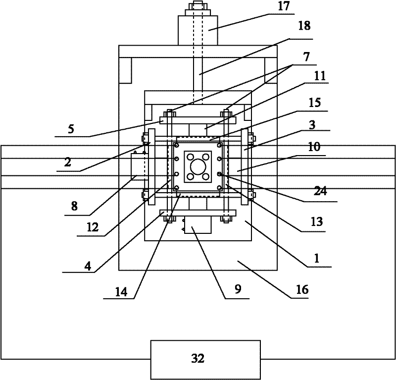 Three-dimensional loading simulation test device for tunnel boring machine