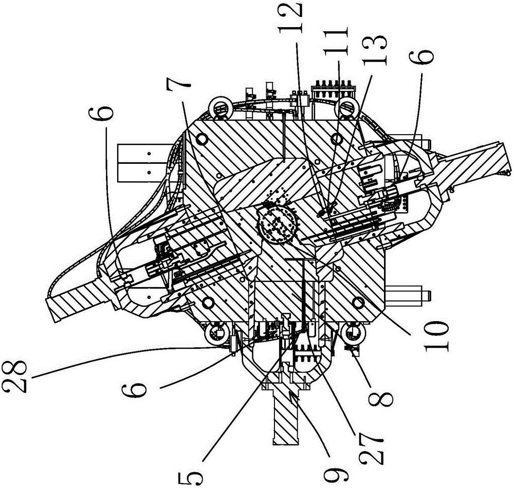 Vacuum pumping side-pressing mechanism for manufacturing water-cooled clutch casing