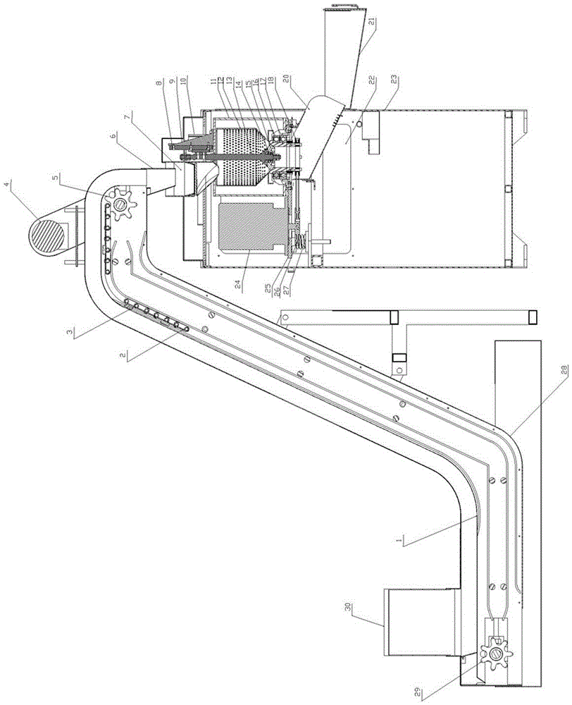 Magnetic feeding oil removing machine