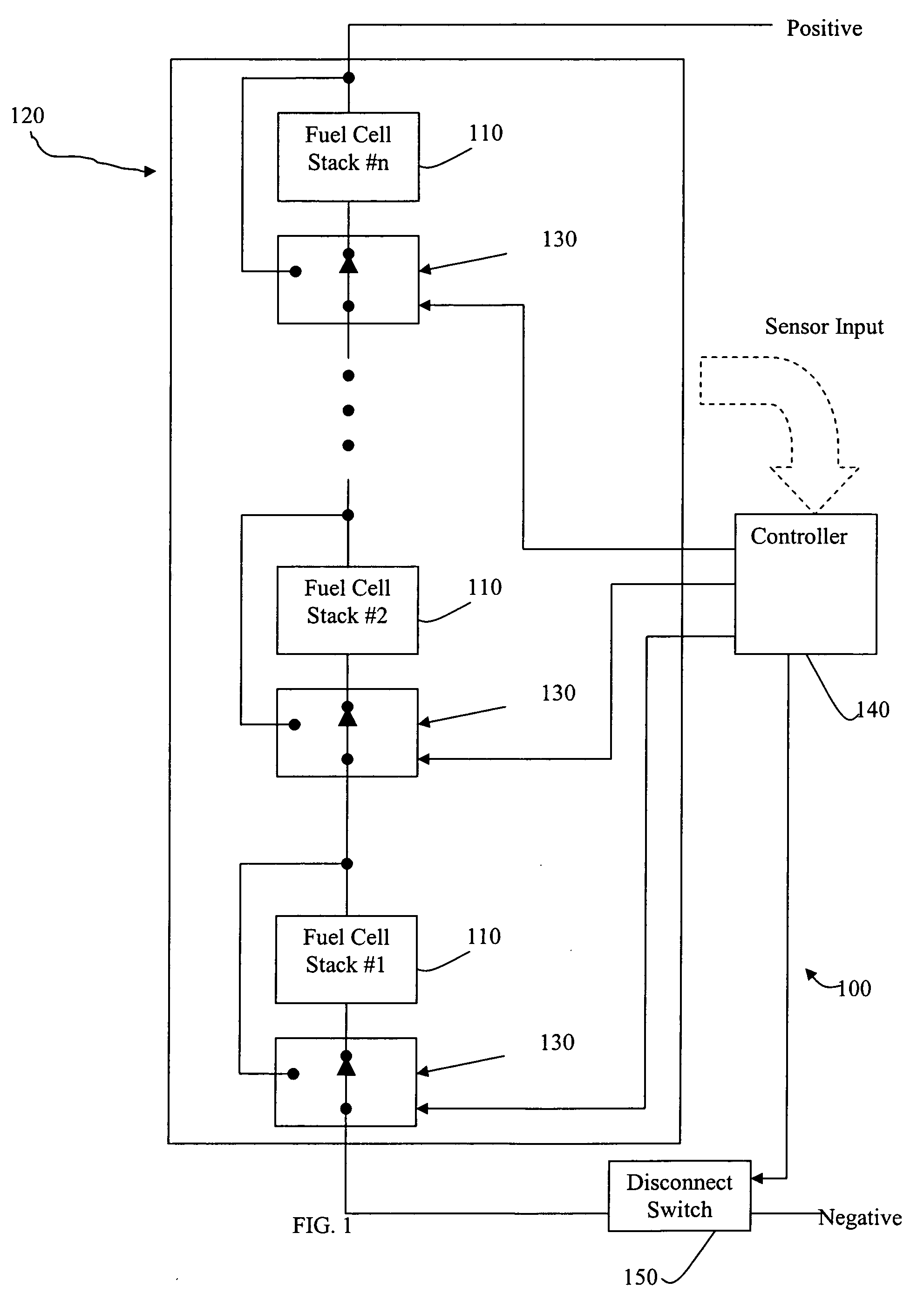 System and method for bypassing failed stacks in a multiple stack fuel cell