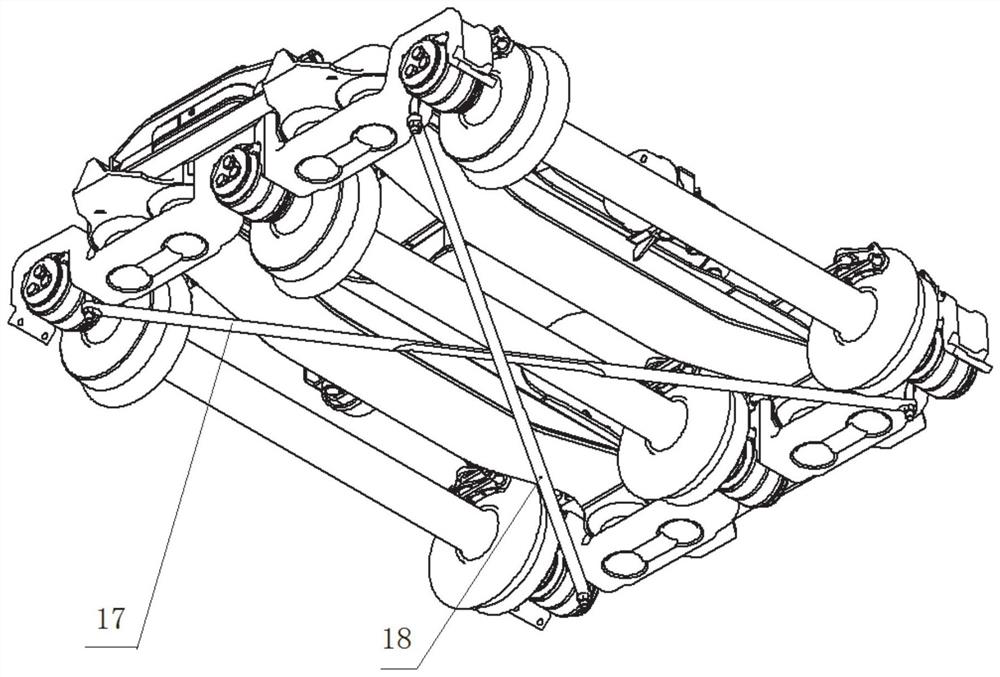 Radial low-center-plate bogie for railway wagon and railway wagon