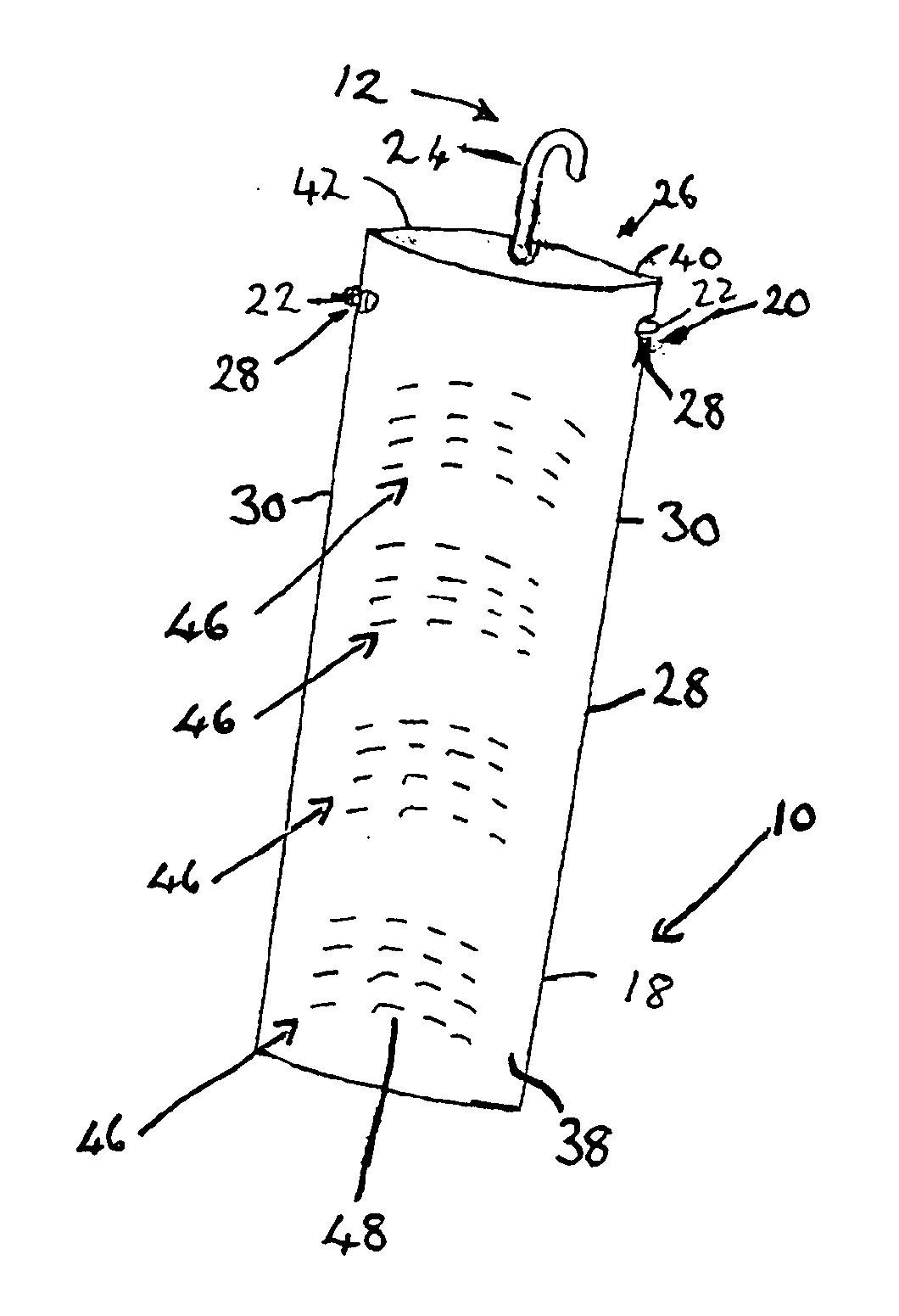 Desiccant container and blank for forming a sleeve of a desiccant container