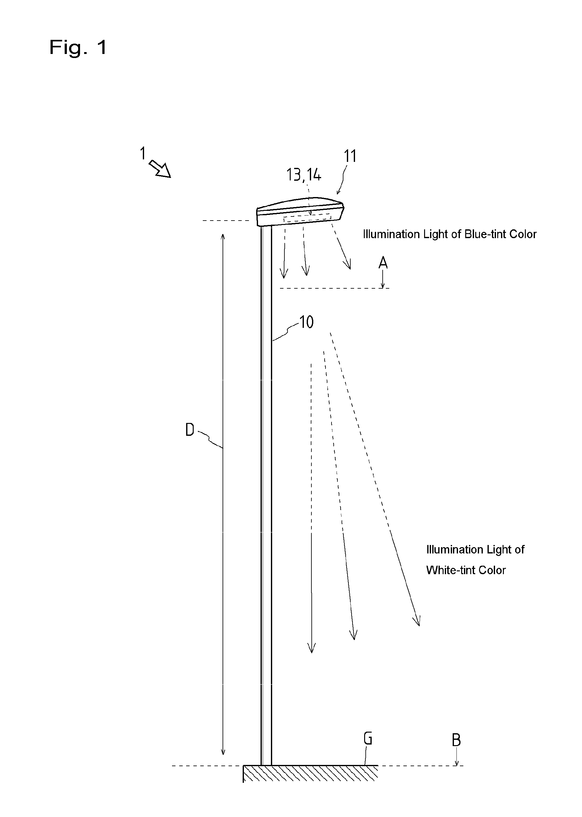 Outdoor illuminating device and illuminating method