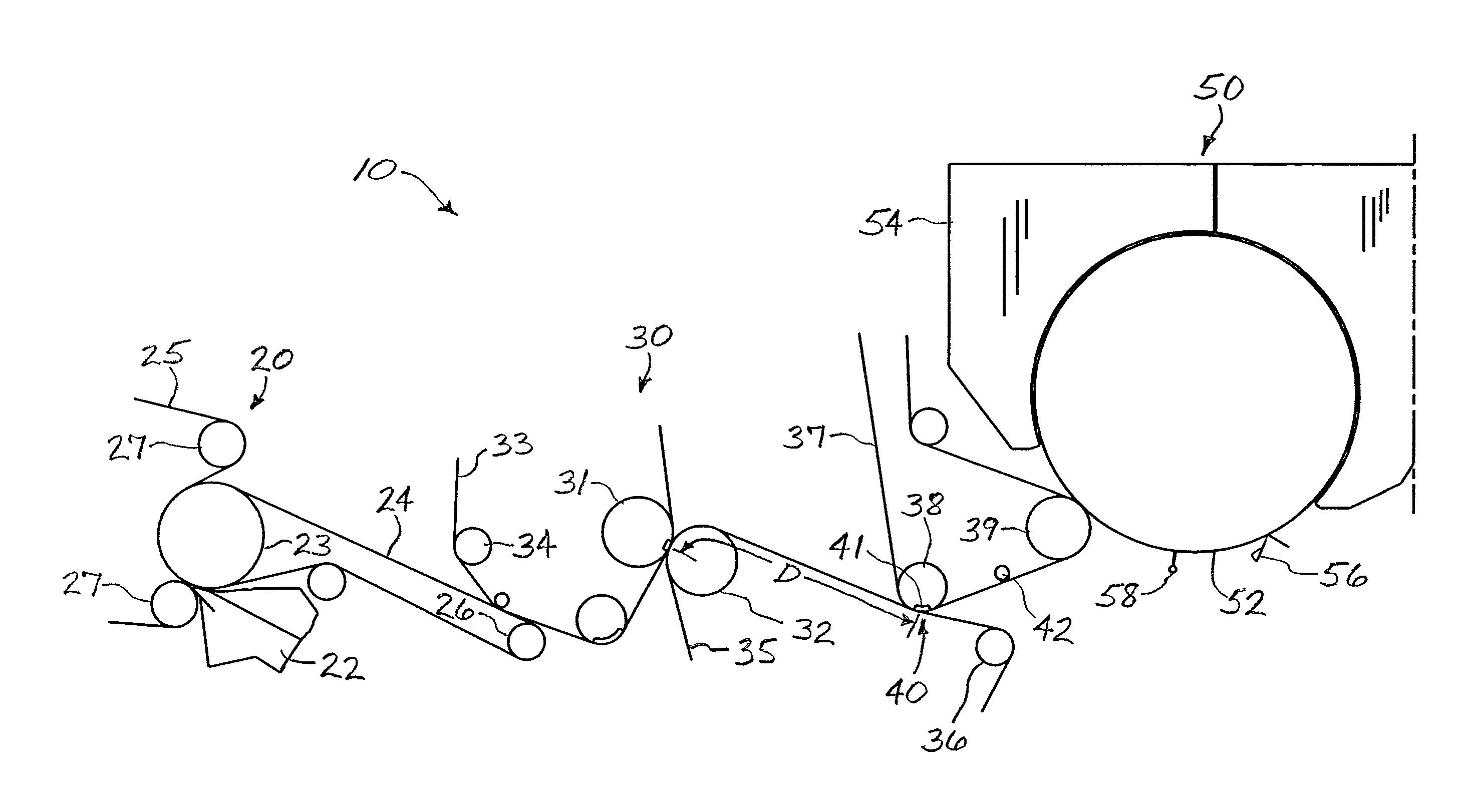 Papermaking machine employing an impermeable transfer belt, and associated methods