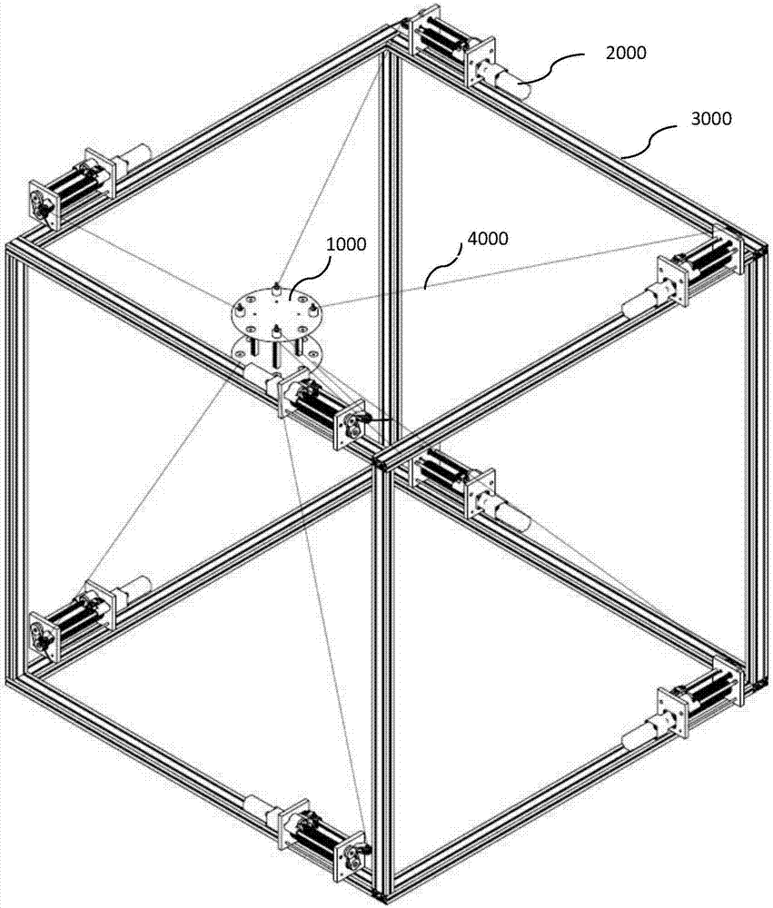 Multi-configuration rope drive parallel robot and space position and posture solution method thereof