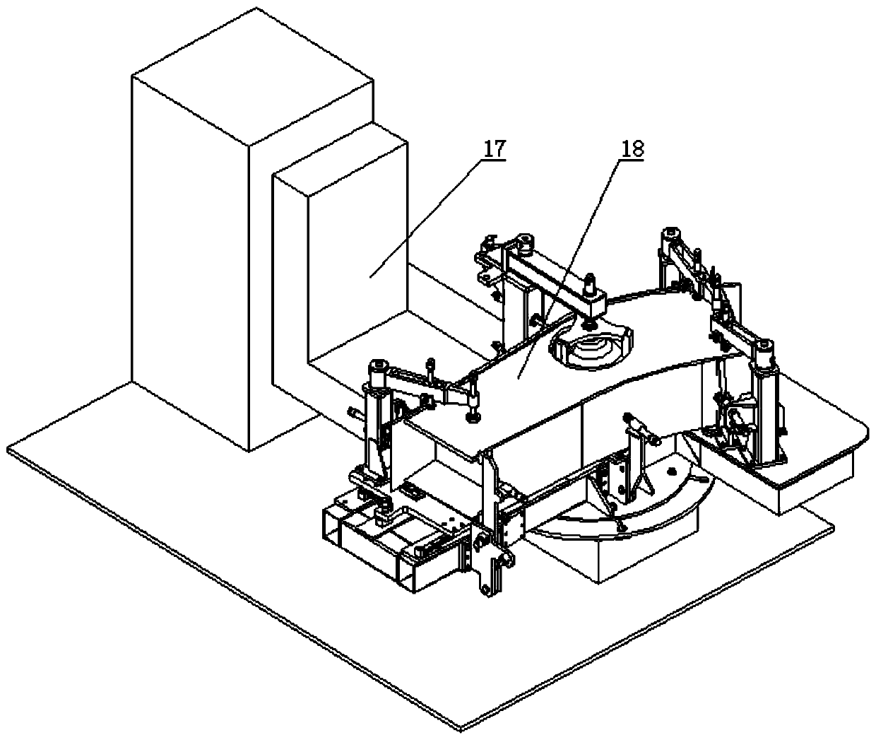 Installation equipment for assembling excavator big arm center box group