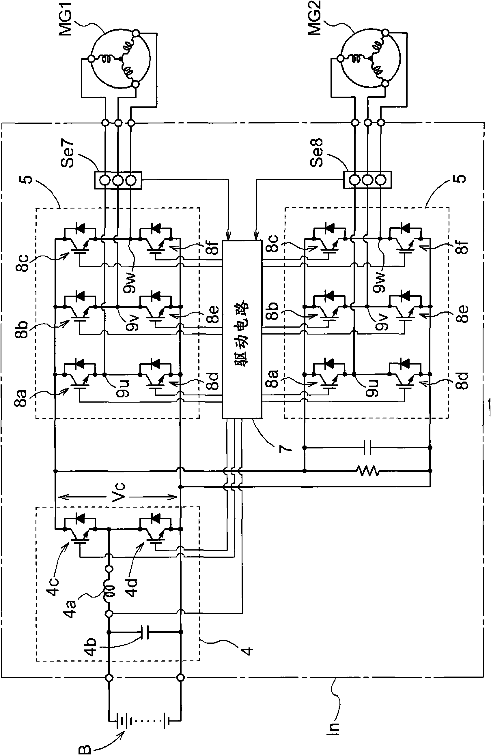 Rotating electric machine control system and vehicle drive system including the rotating electric machine control system