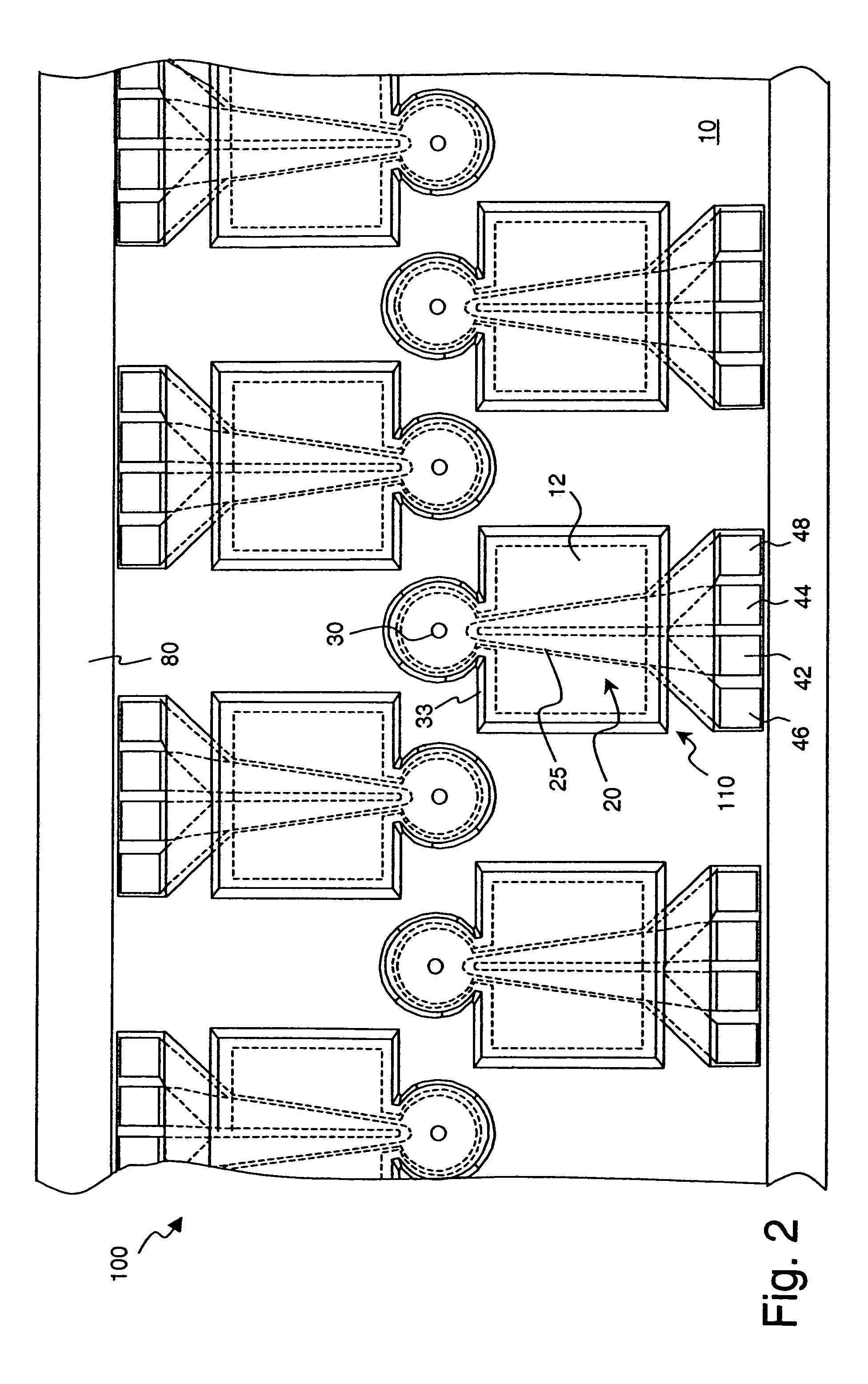 Tapered multi-layer thermal actuator and method of operating same