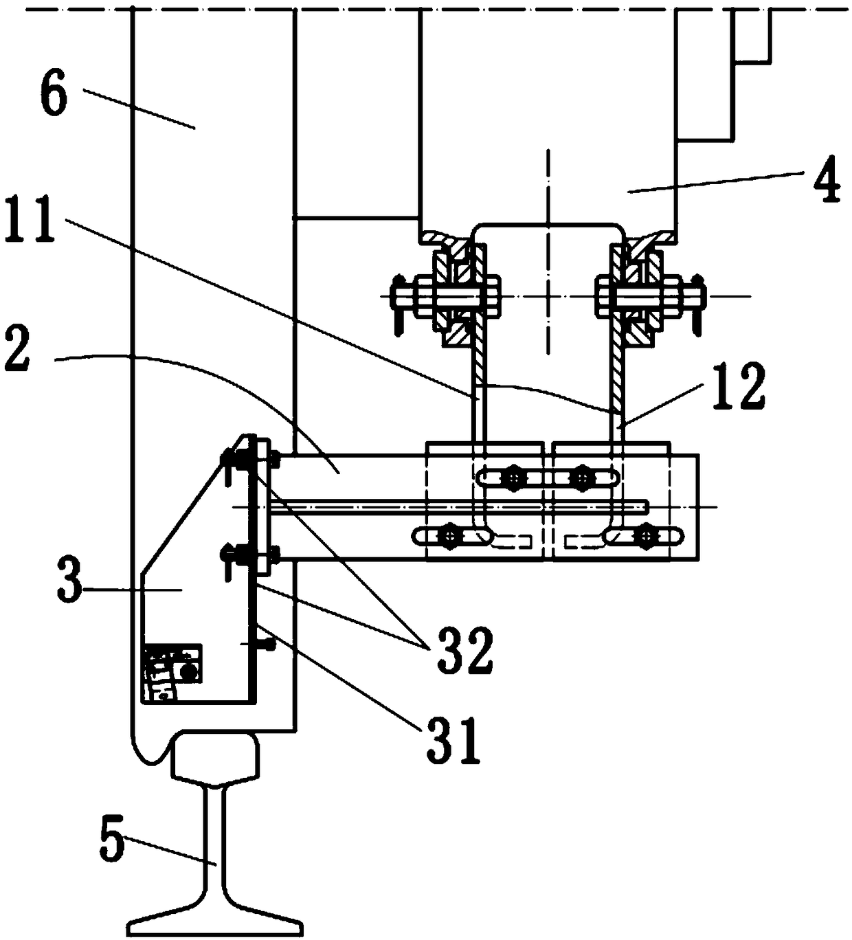 Locomotive rail-coated nozzle fixing device