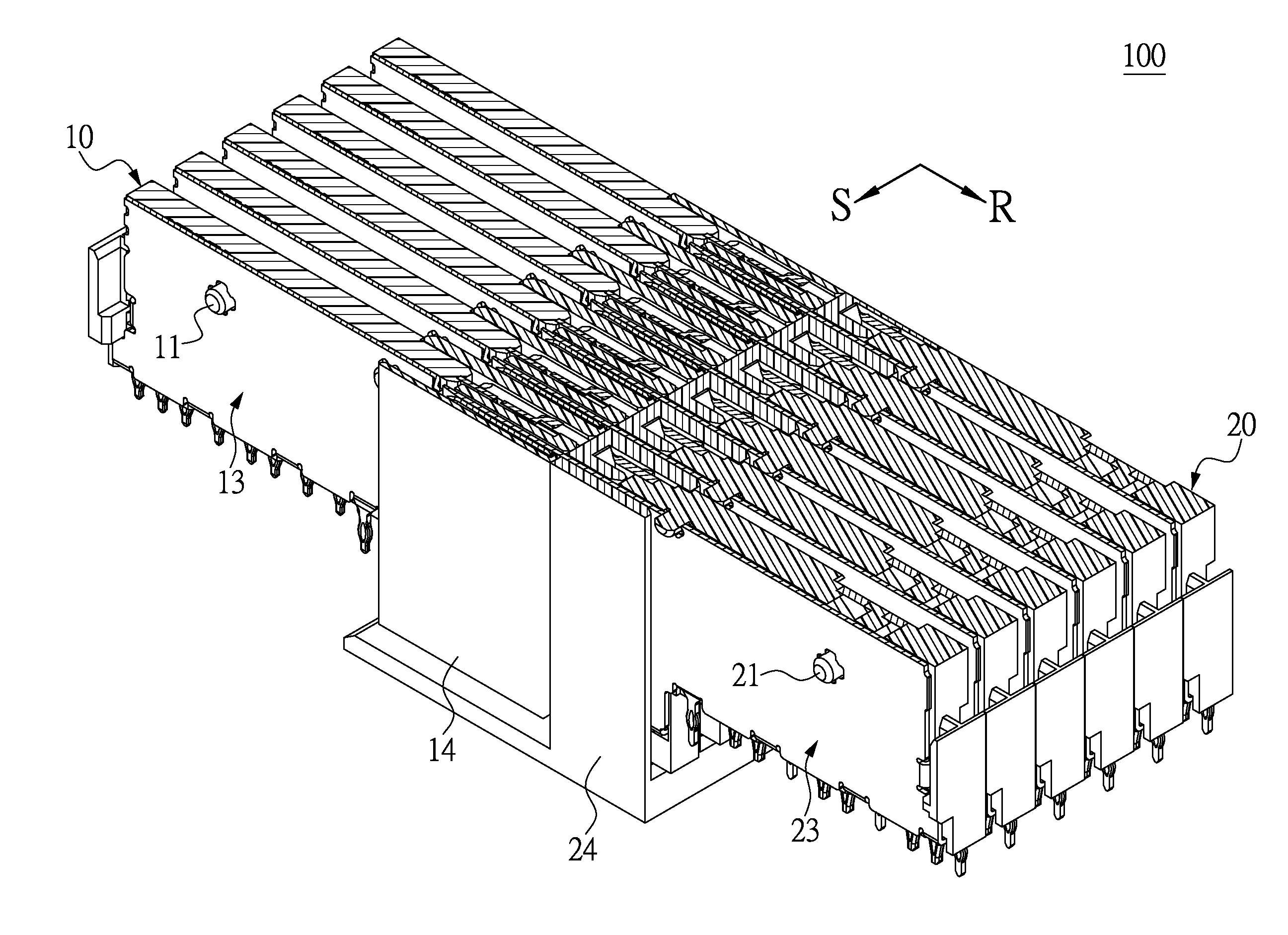 Communication connecting device and lead frame assembly thereof