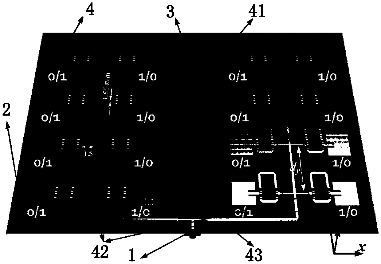 Directional diagram reconfigurable planar array antenna based on digital coding representation and control method thereof