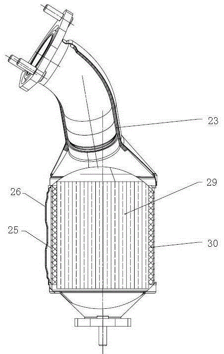 Motor vehicle tail gas emission device and motor vehicle engine tail gas catalyzer