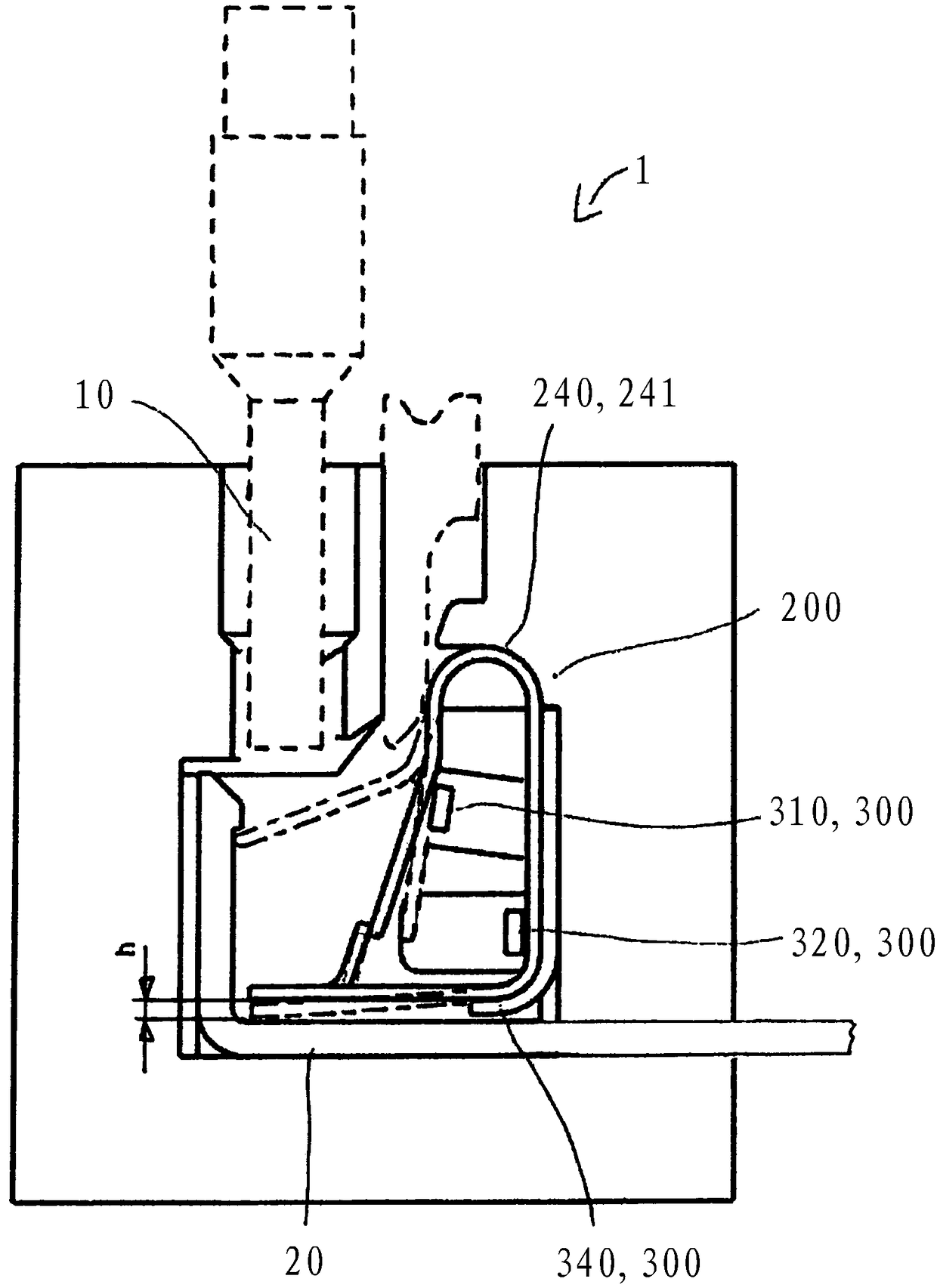 Contacting device for contacting an electrical conductor to an electrical conductor path