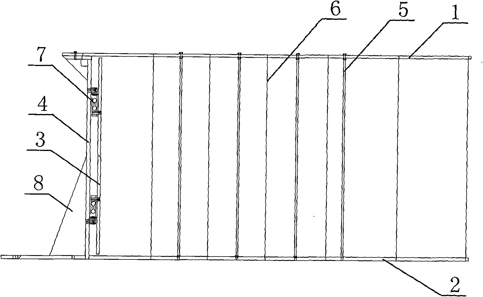 Testing device for wave surface height and impact load