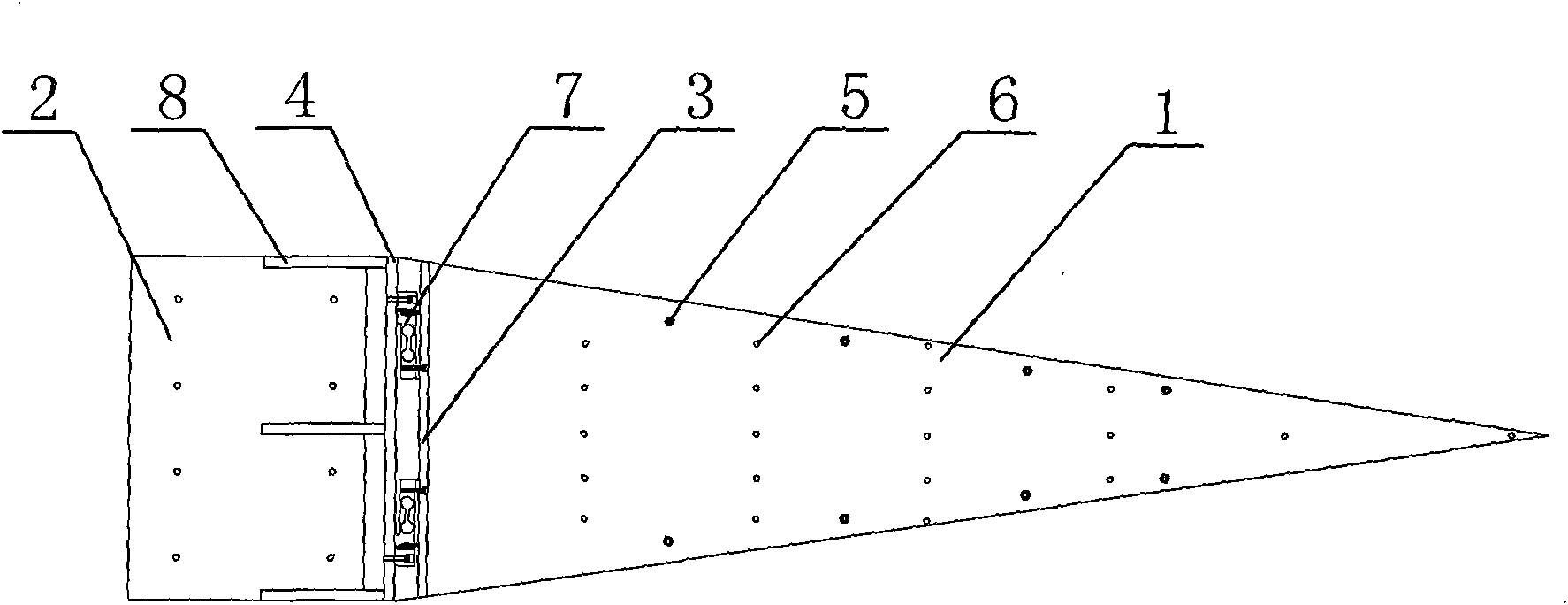 Testing device for wave surface height and impact load