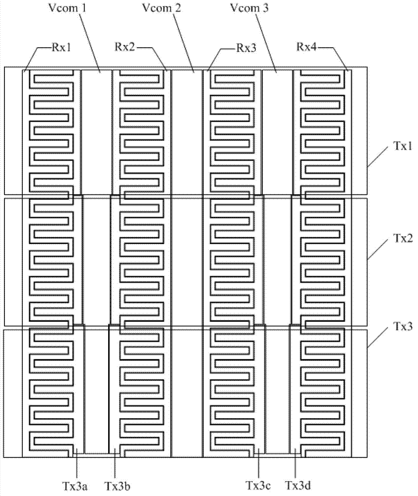 Capacitance type embedded touch screen and display device