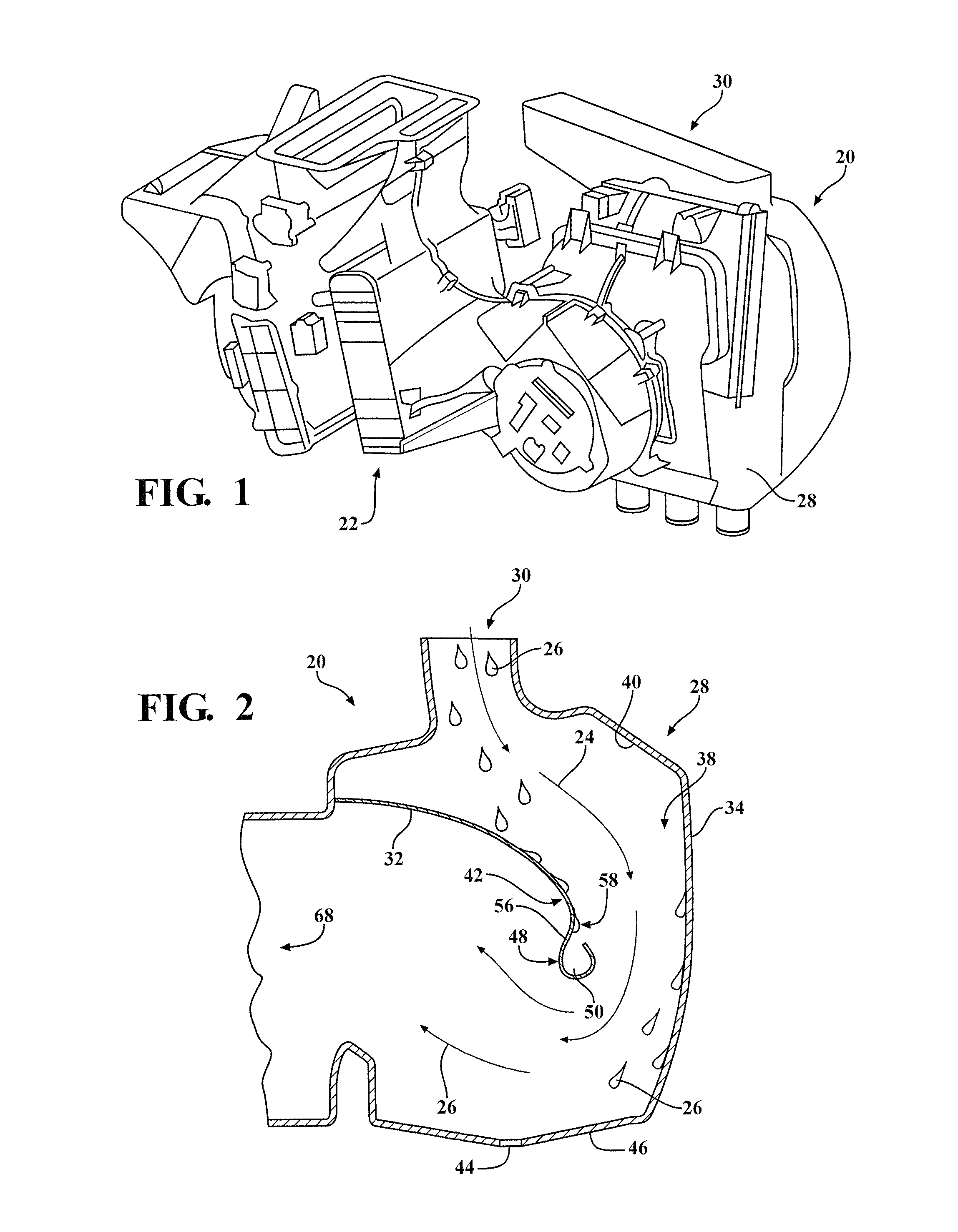 Water separator having a gutter