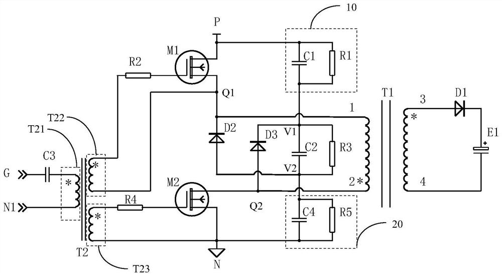 Double-tube flyback power supply circuit