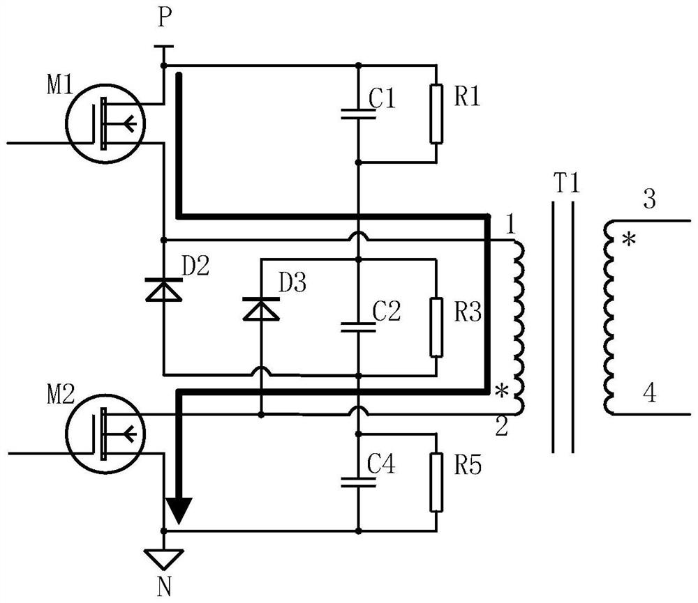 Double-tube flyback power supply circuit