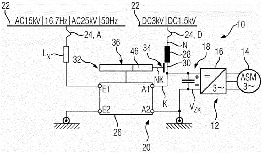 Device for an electrically driven rail vehicle