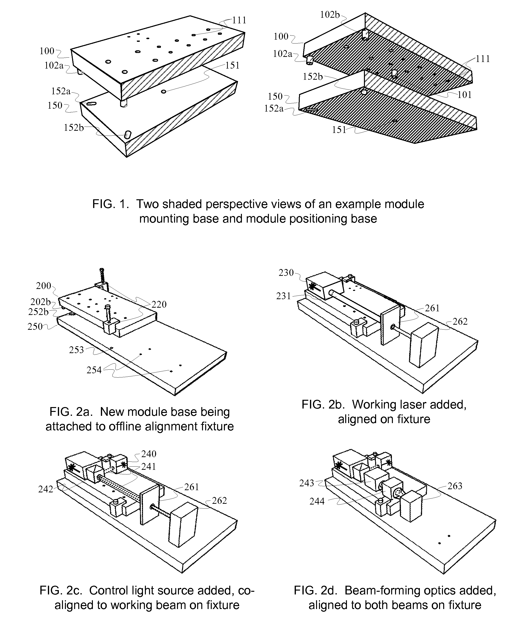 Quickly replaceable processing-laser modules and subassemblies