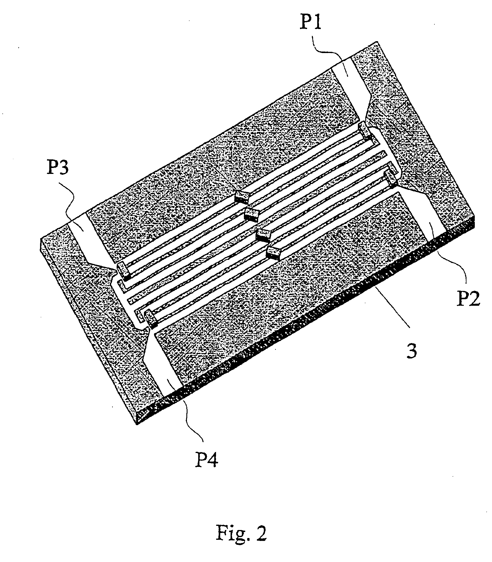 Four port hybrid microstrip circuit of Lange type