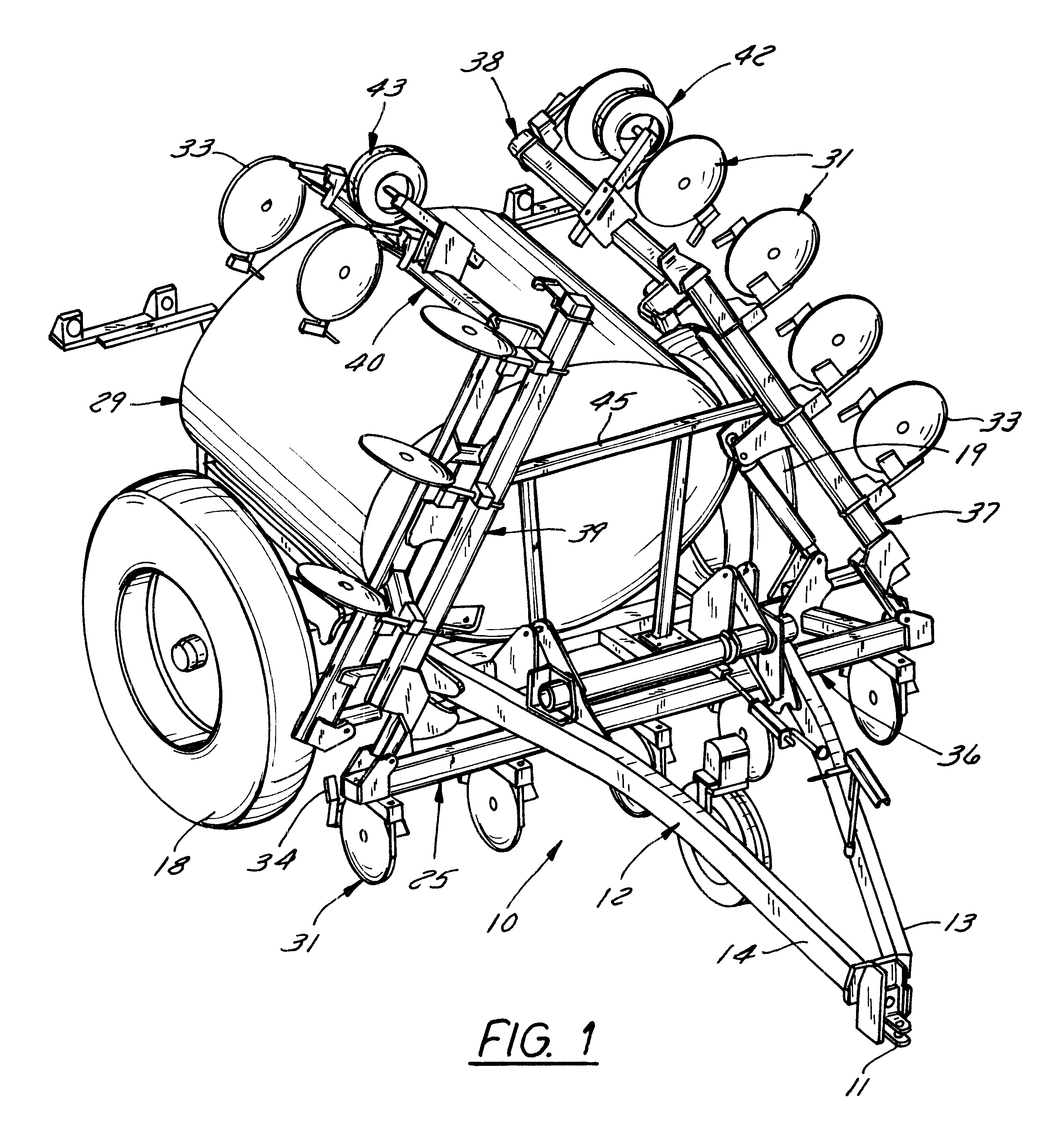 Flexible toolbar and operating hydraulic circuit