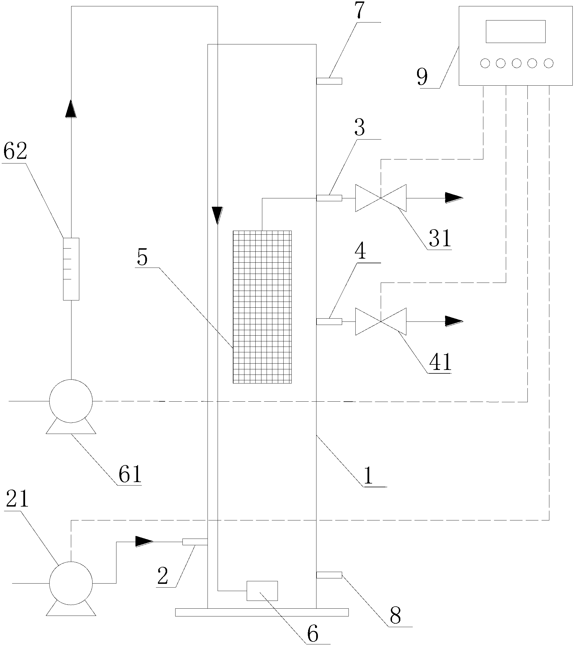 Integrated aerobic granular sludge dynamic membrane bioreaction wastewater treatment device