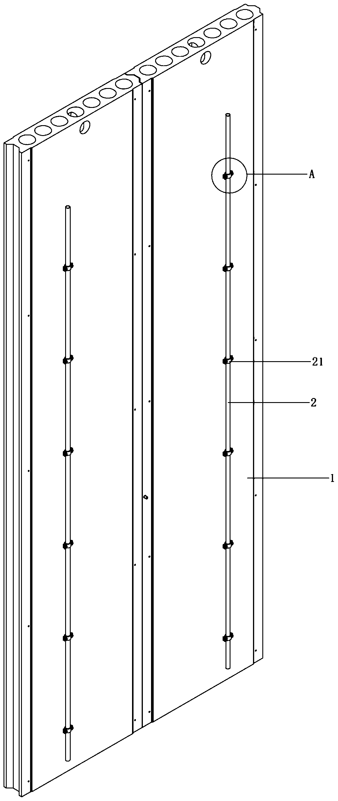 Wall surface connecting and leveling device for wall-hung keel of ceramic tile concrete integrated plate