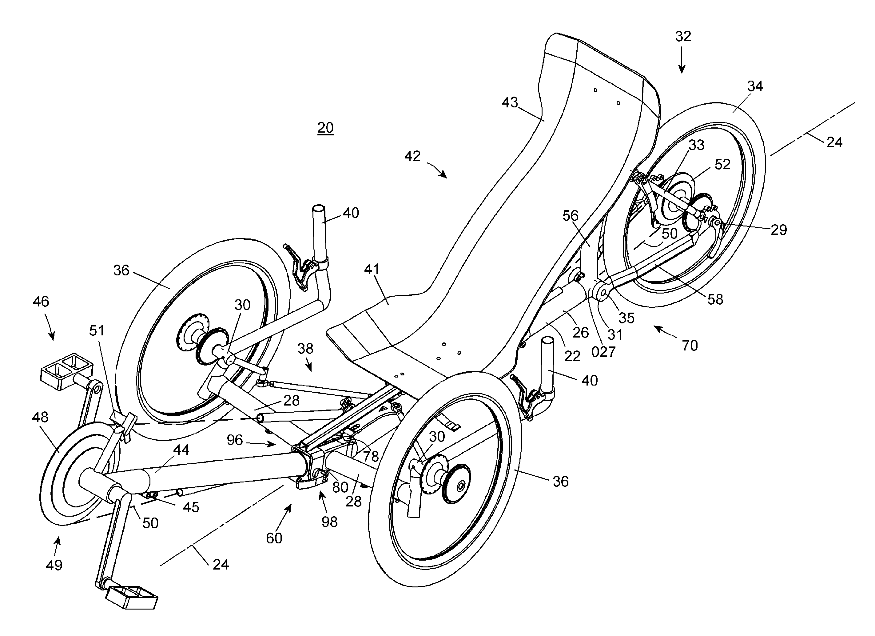 Collapsible recumbent tricycle