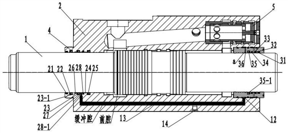 Middle cylinder component of hydraulic breaking hammer