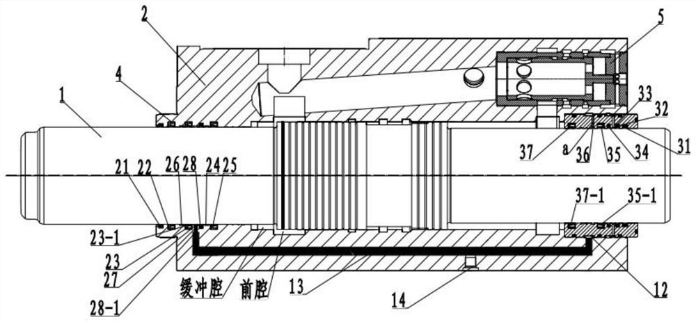 Middle cylinder component of hydraulic breaking hammer