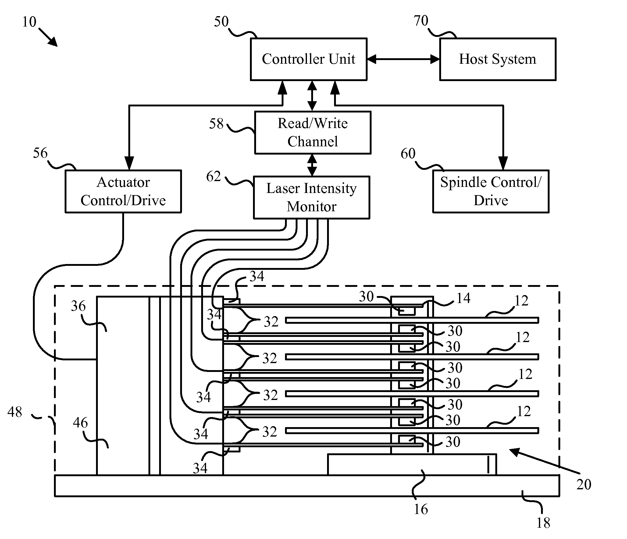 Laser power sensor for thermally assisted magnetic recording