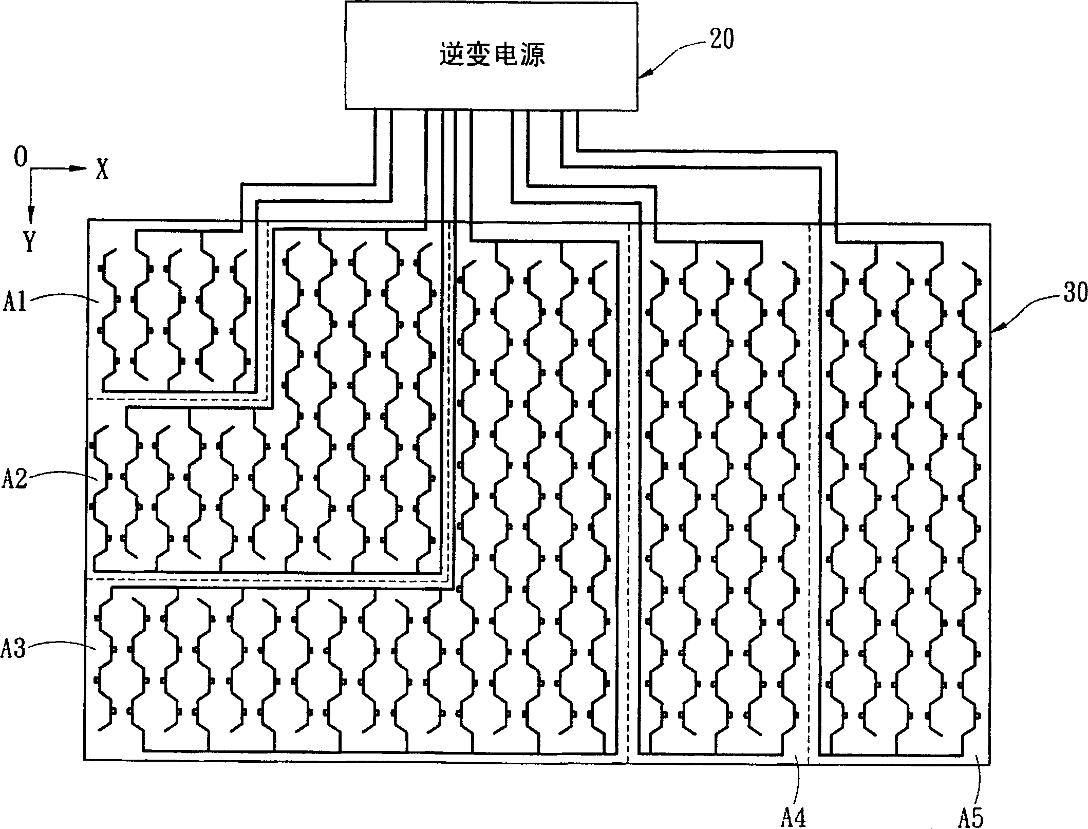 Method for driving device of generating plane light source, and structure