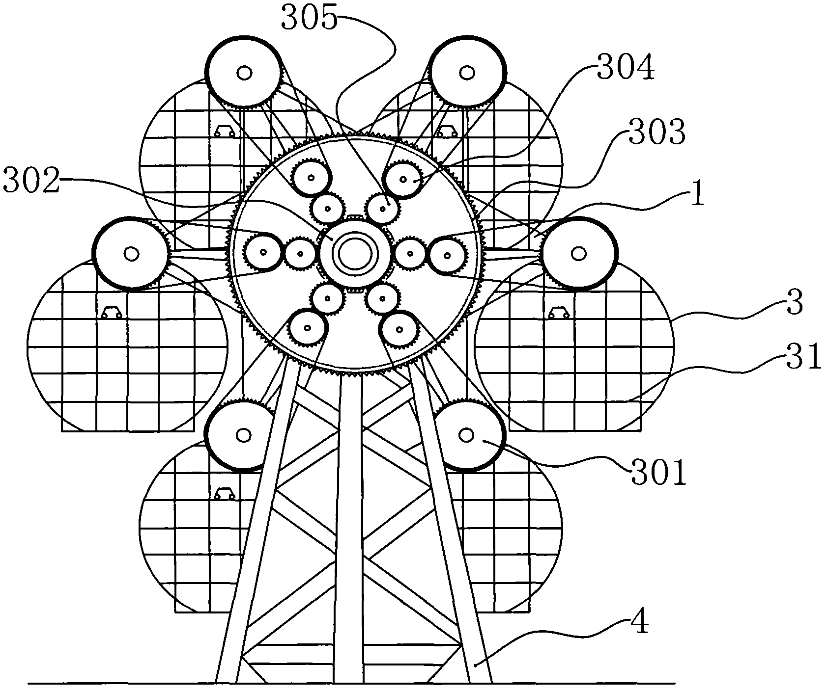 Large sky wheel type three-dimensional garage