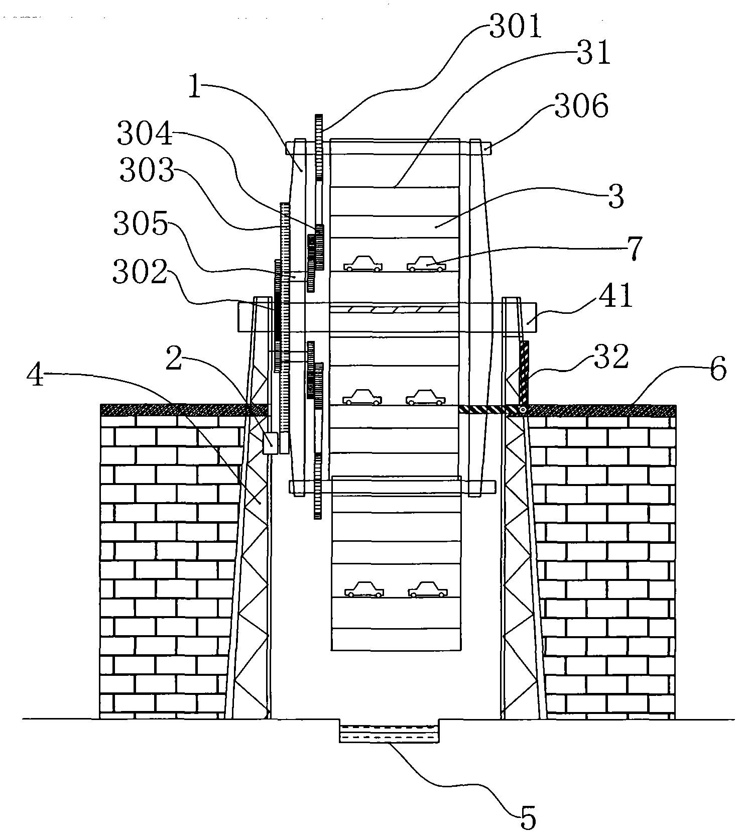 Large sky wheel type three-dimensional garage