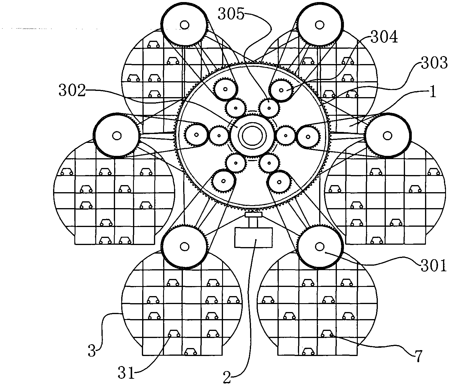 Large sky wheel type three-dimensional garage