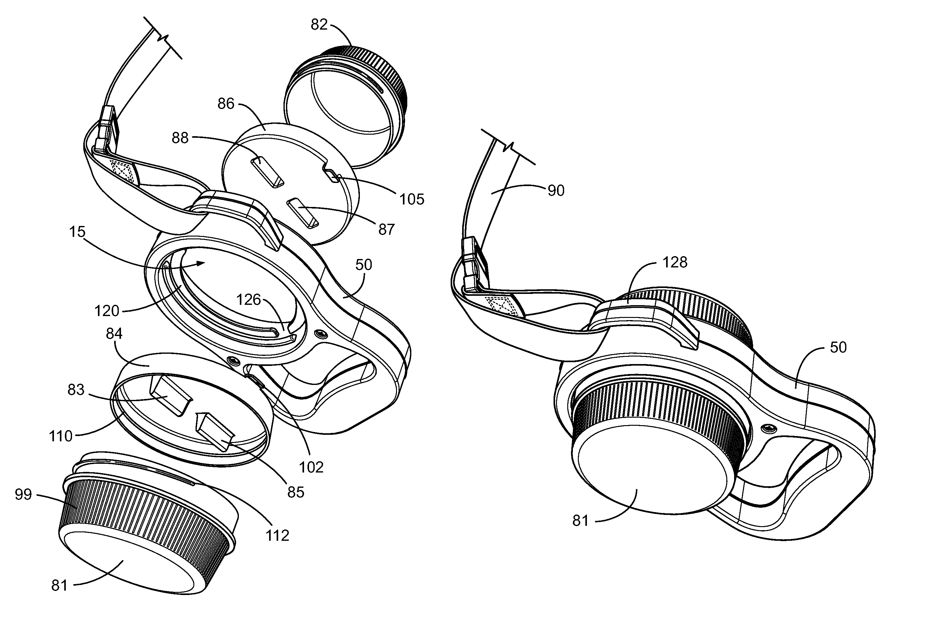 Dog leash assembly with removable containers