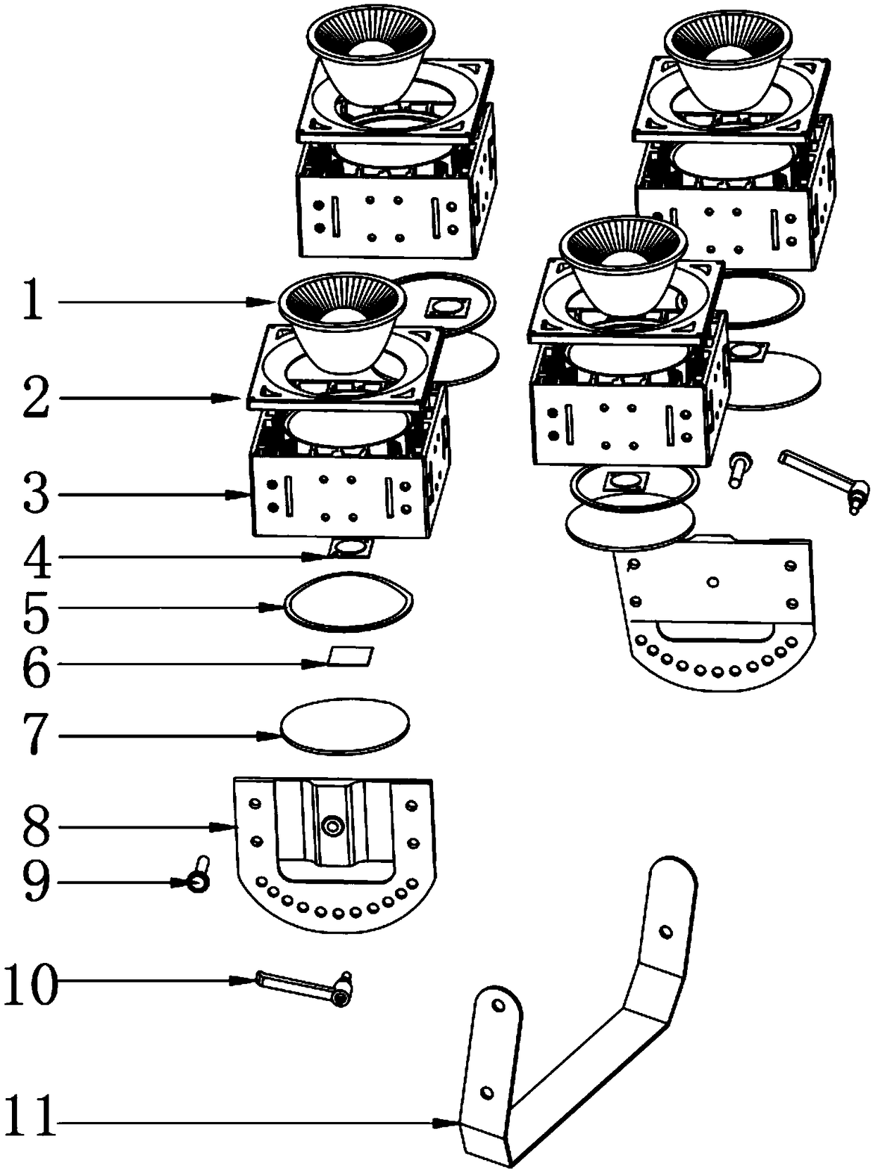 Dimming lens, light source module consisting of same and modular high-pole lamp