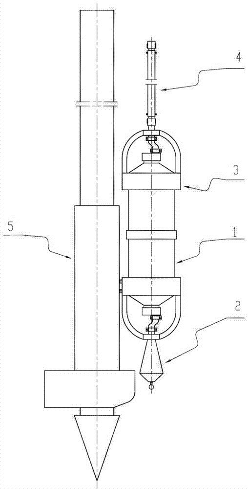 System for collecting undisturbed water samples at fixed depth and method for collecting undisturbed water samples at fixed depth in turbulent waters