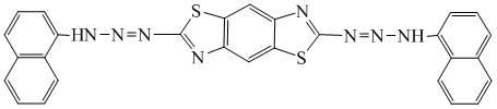 2,6-bis-(1,1'-naphthalene amino azo)benzo(1,2-d;4,5-d') dithiazole, and preparation method and application thereof