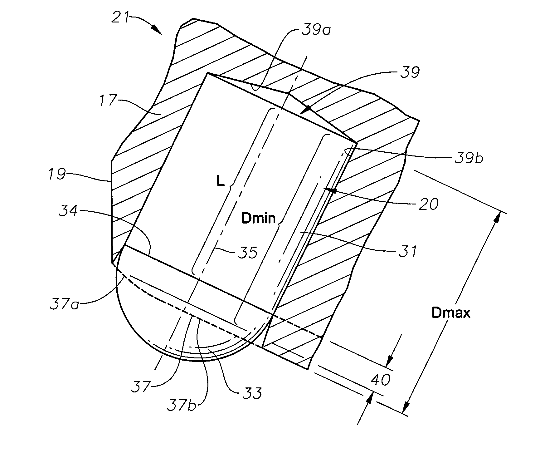 Low projection inserts for rock bits