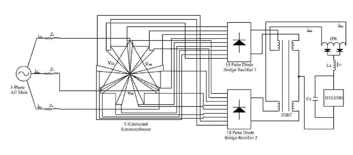 T-connected autotransformer based converter providing reduced rating for retrofit applications