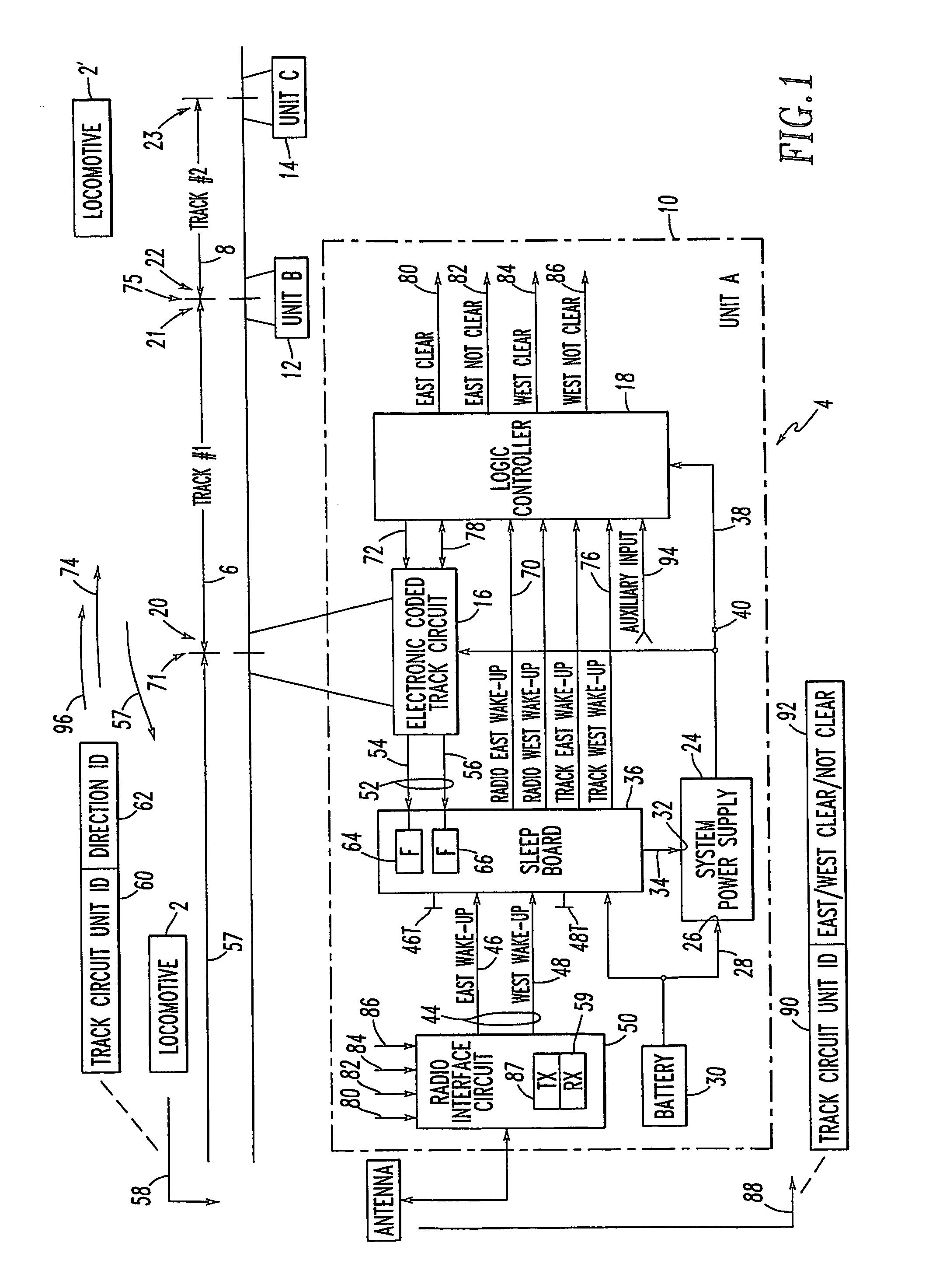 Method and system providing sleep and wake-up modes for railway track circuit unit