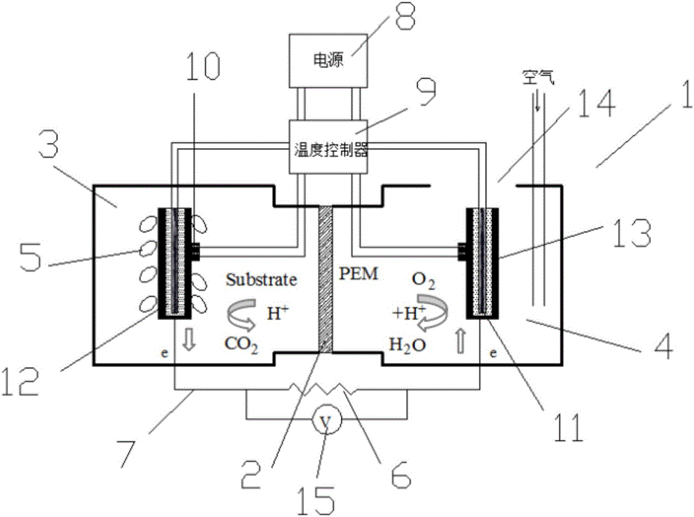 Temperature-controlled microbial fuel cell