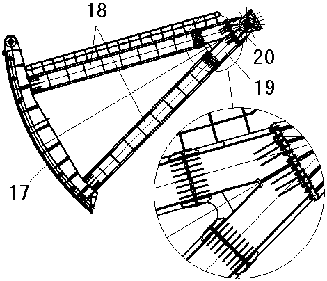 A method for solving the transportation difficulty of a super large support arm base and a detachable support arm base