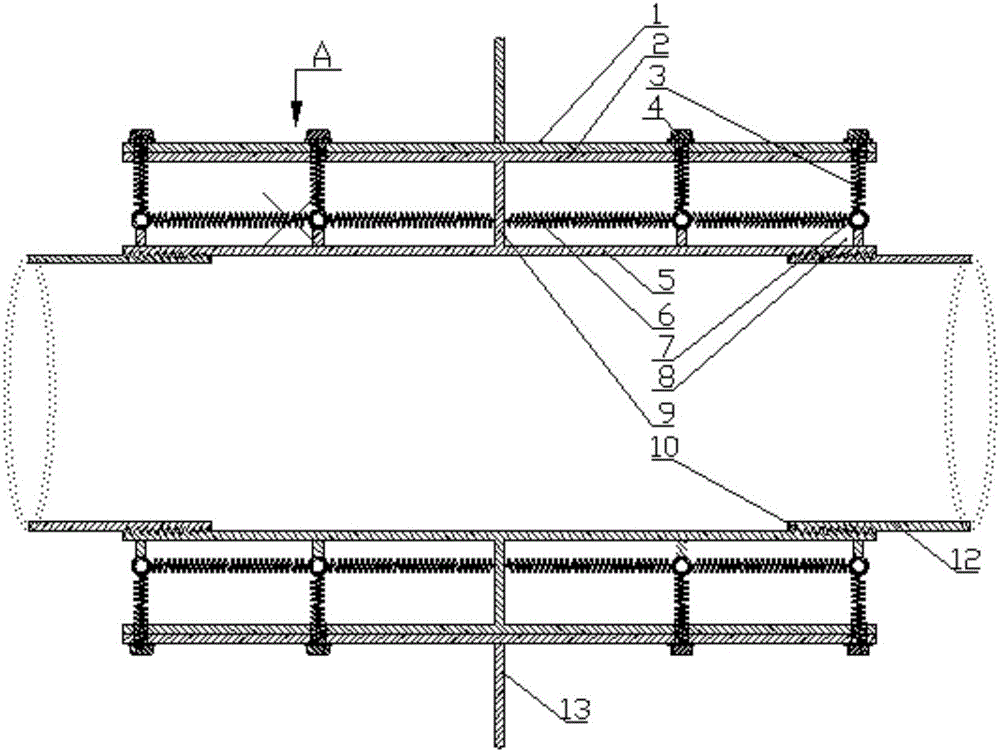 Vibration reduction ship pipeline cabin penetrating piece