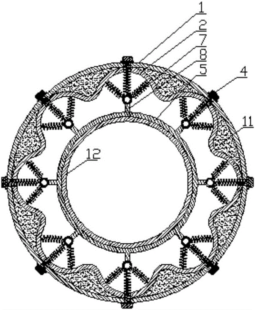 Vibration reduction ship pipeline cabin penetrating piece