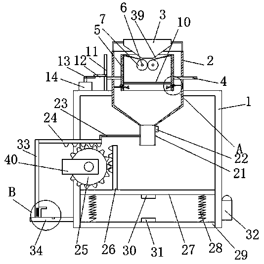 Discharging device for flour packaging machine